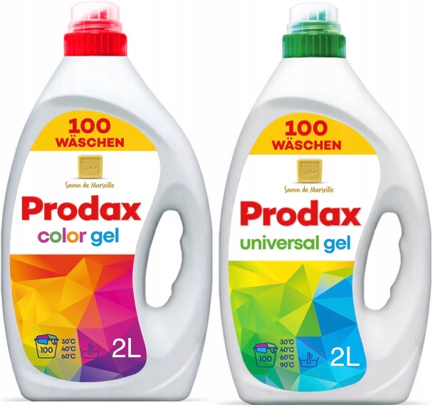 PRODAX Color + Universal Żel do prania Zestaw 2x 2L 50p Kolor Uniwersalny