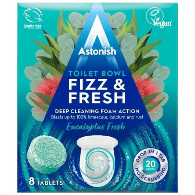 ASTONISH Fizz & Fresh Tabletki czyszczące do WC 8szt Eucalyptus Fresh